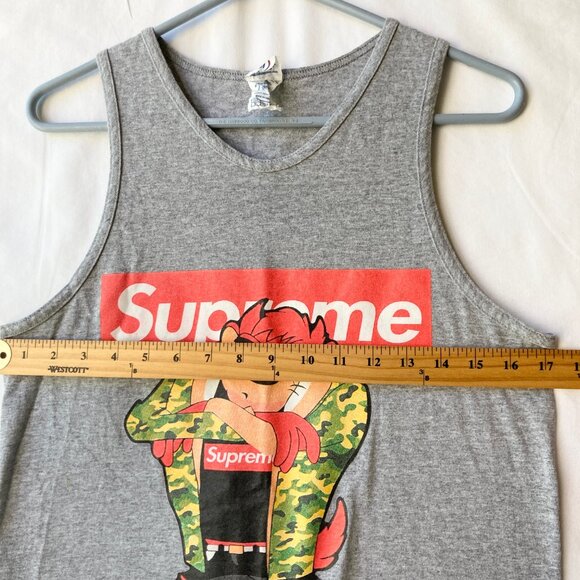 Vintage Taz Tasmanian Devil Camo Supreme Tank Top Muscle T-Shirt Size Small Gray - Picture 8 of 15